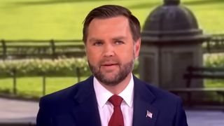Close-up of J.D. Vance answering Whoopi Goldberg in The View
