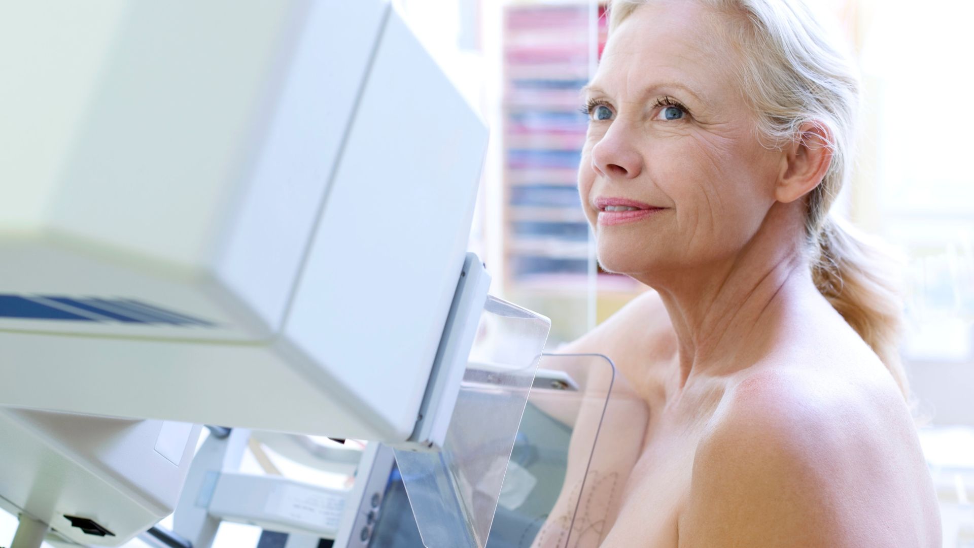 Woman getting a mammogram