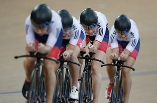Great Britain was on track for the first 3km of the team pursuit qualifying