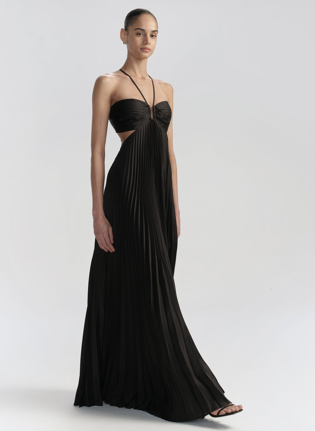 Moira Satin Pleated Maxi Dress
