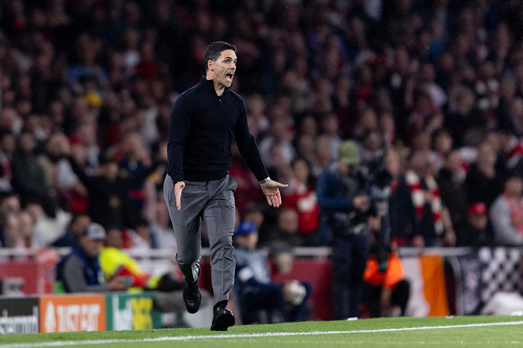 Mikel Arteta screams during Arsenal's 1-0 win over Atletico