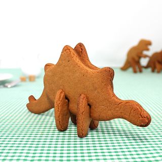 cookies with cutters and dinosaur