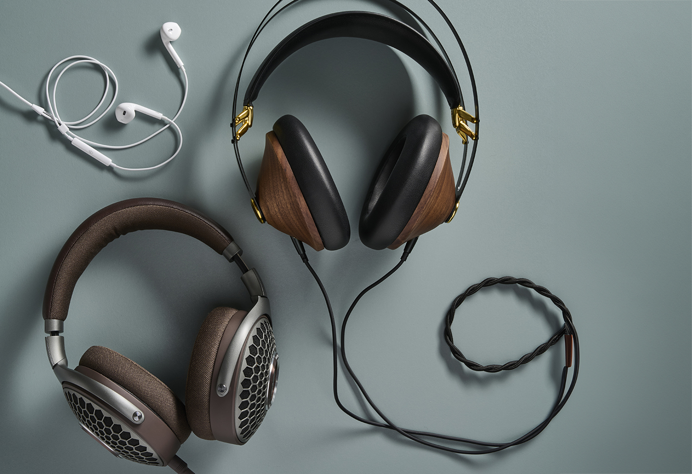 Three pairs of wired headphones