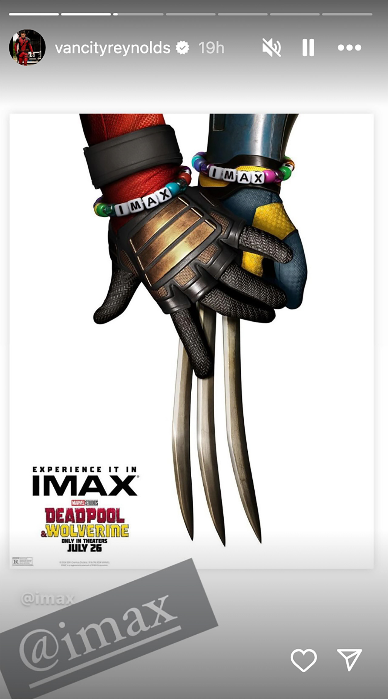 Ryan Reynolds sharing Deadpool 3's friendship bracelet poster