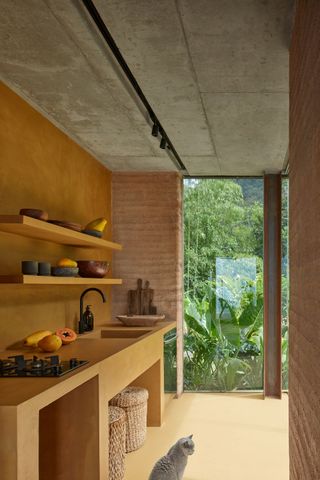 Simple kitchen area inside Costa Rican villa