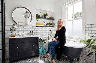 Ali and Neil Gunn gave a dated 1970s bathroom in their south east London home a monochrome makeover