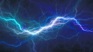 Blue electrical discharge, plasma and power background.