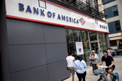 outside of Bank of America branch in New York