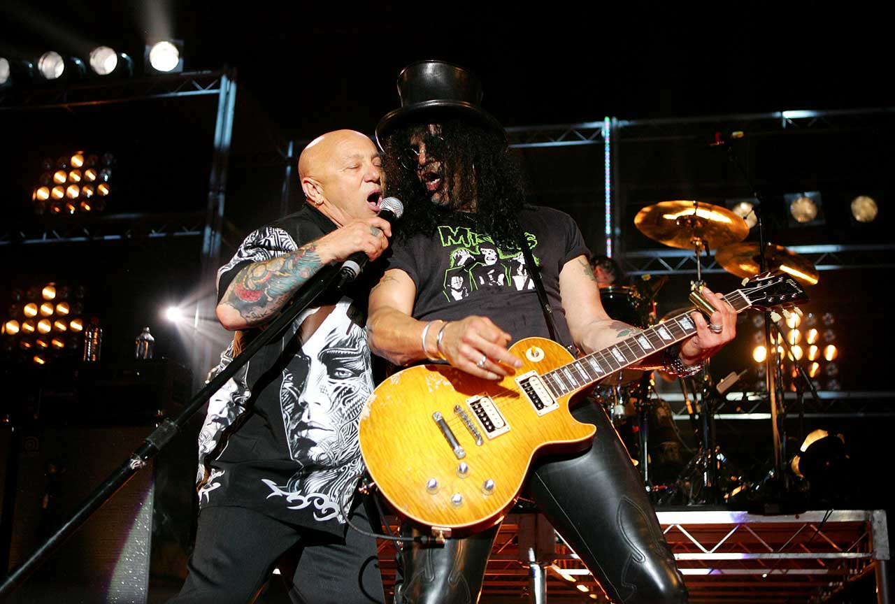 Angry Anderson and Slash performs on stage at the "MTV Classic: The Launch" music event at the Palace Theatre on April 28, 2010 in Melbourne, Australia