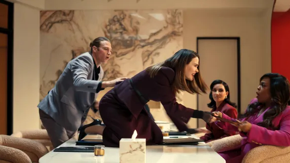 L-R: Matthew Noszka, Sarah Paulson, Kim Kardashian and Niecy Nash in "All's Fair"