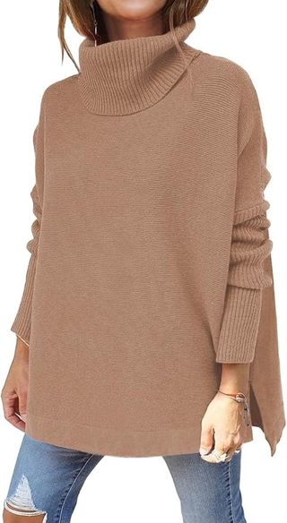 LILLUSORY, Lillusory Fashion Women 2024 Sweater Dress Oversized Turtleneck Long Dressy Beige Chunky Winter Sweater