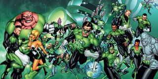 Green Lantern Corps full corps lineup in the depths of space