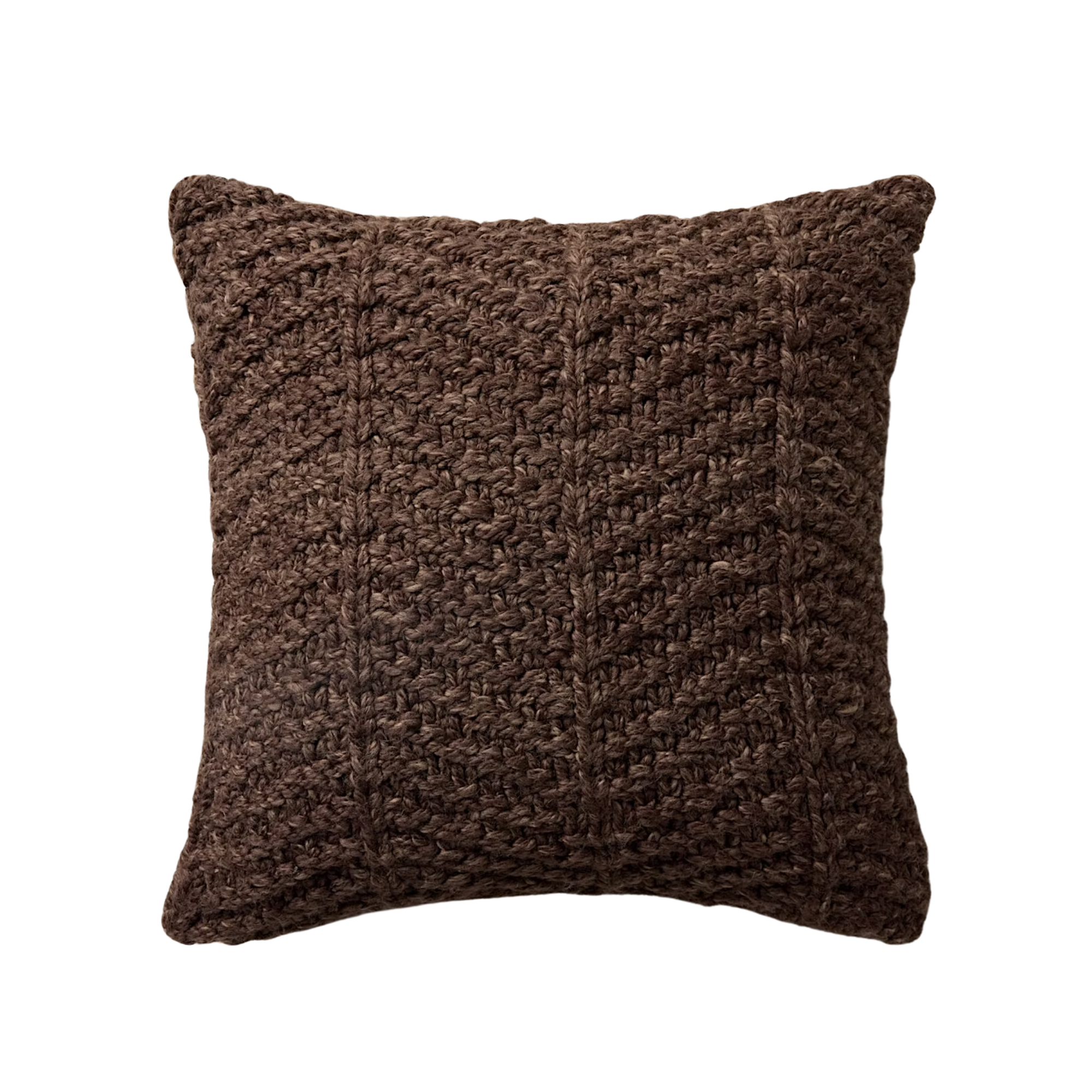 a brown woven throw pillow