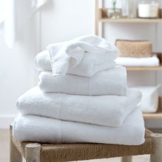 The White Company white towels on a stool