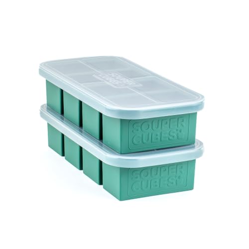Souper Cubes 1 Cup Silicone Freezer Moulds for Food With Lids, Kale, 2-Pack