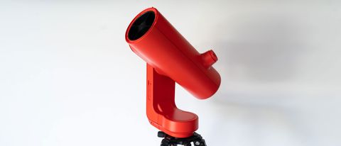 Unistellar Odyssey pro red set up in front of a white background