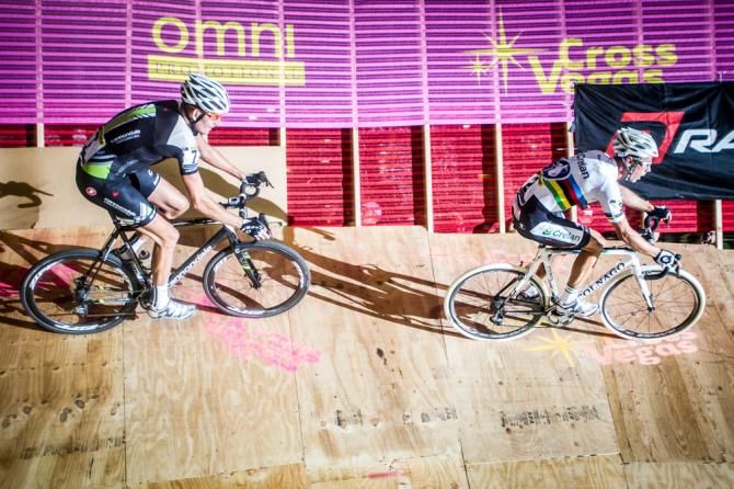 Ryan Trebon (Cannondale) chases World Champion Sven Nys (Crelan-Euphony).