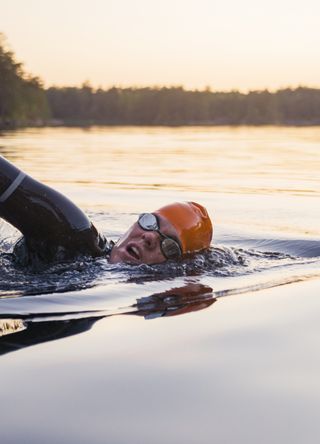 Woman wild swimming