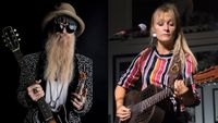 LEFT: Billy Gibbons photographed in Los Angeles, California, on April 18, 2019. RIGHT: Sarah Rogo performs at RADDNightLive! at Mr. Musichead Gallery on September 20, 2018 in Los Angeles