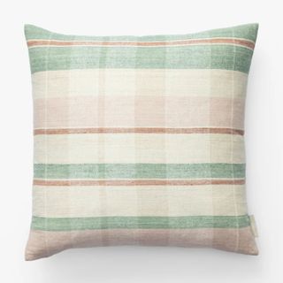 pink and green square cushion