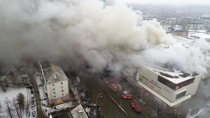 A mall in Siberia caught on fire Sunday.
