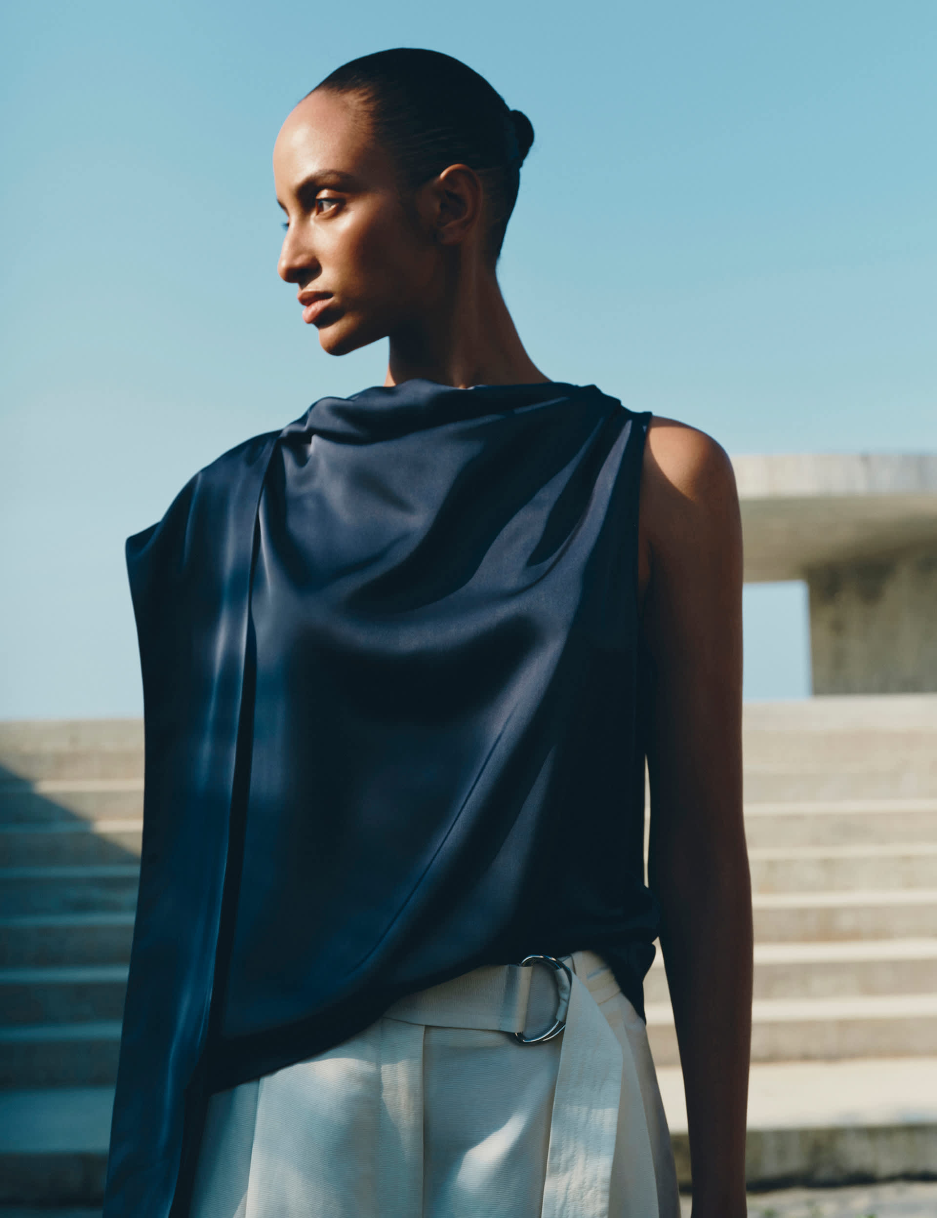 Satin Draped Detail Top