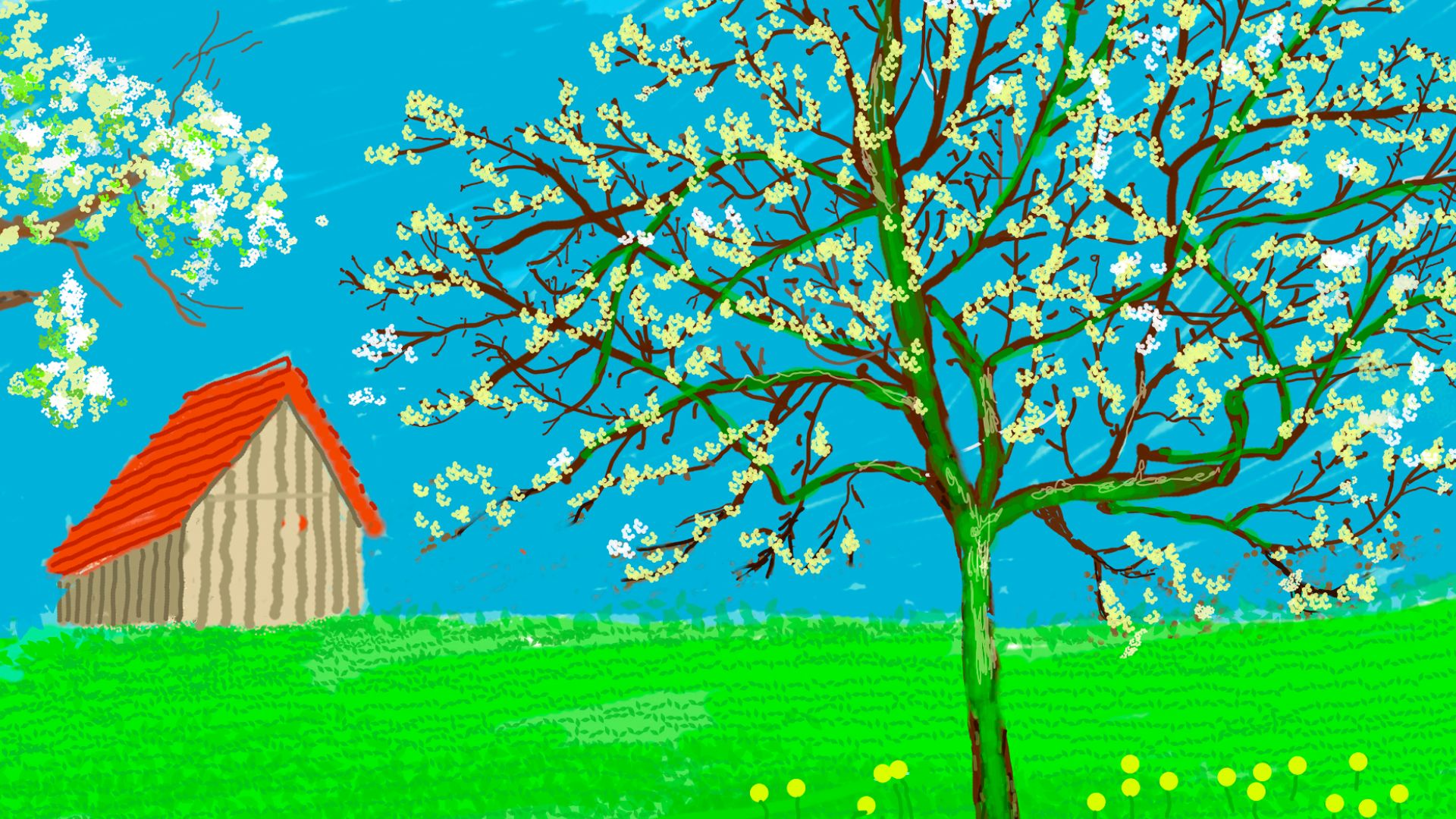 A Year in Normandie (detail), 2020-2021, composite iPad painting &amp;copy; David Hockney