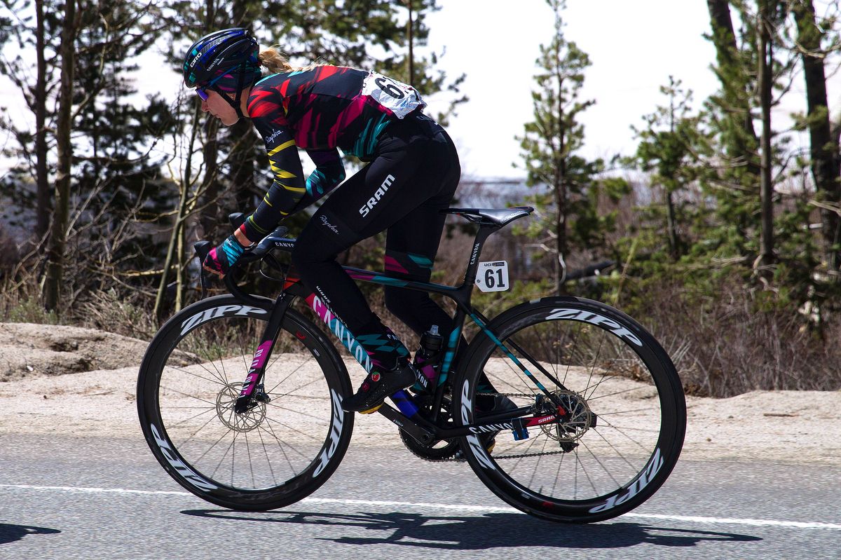 Alena Amialiusik is one of the riders racing on disc brakes in California
