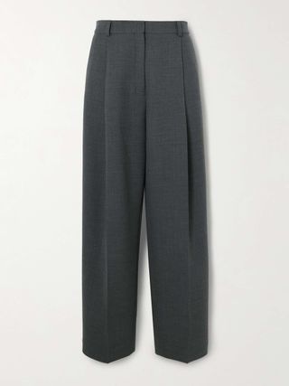 Pleated Recycled-Twill Straight-Leg Pants