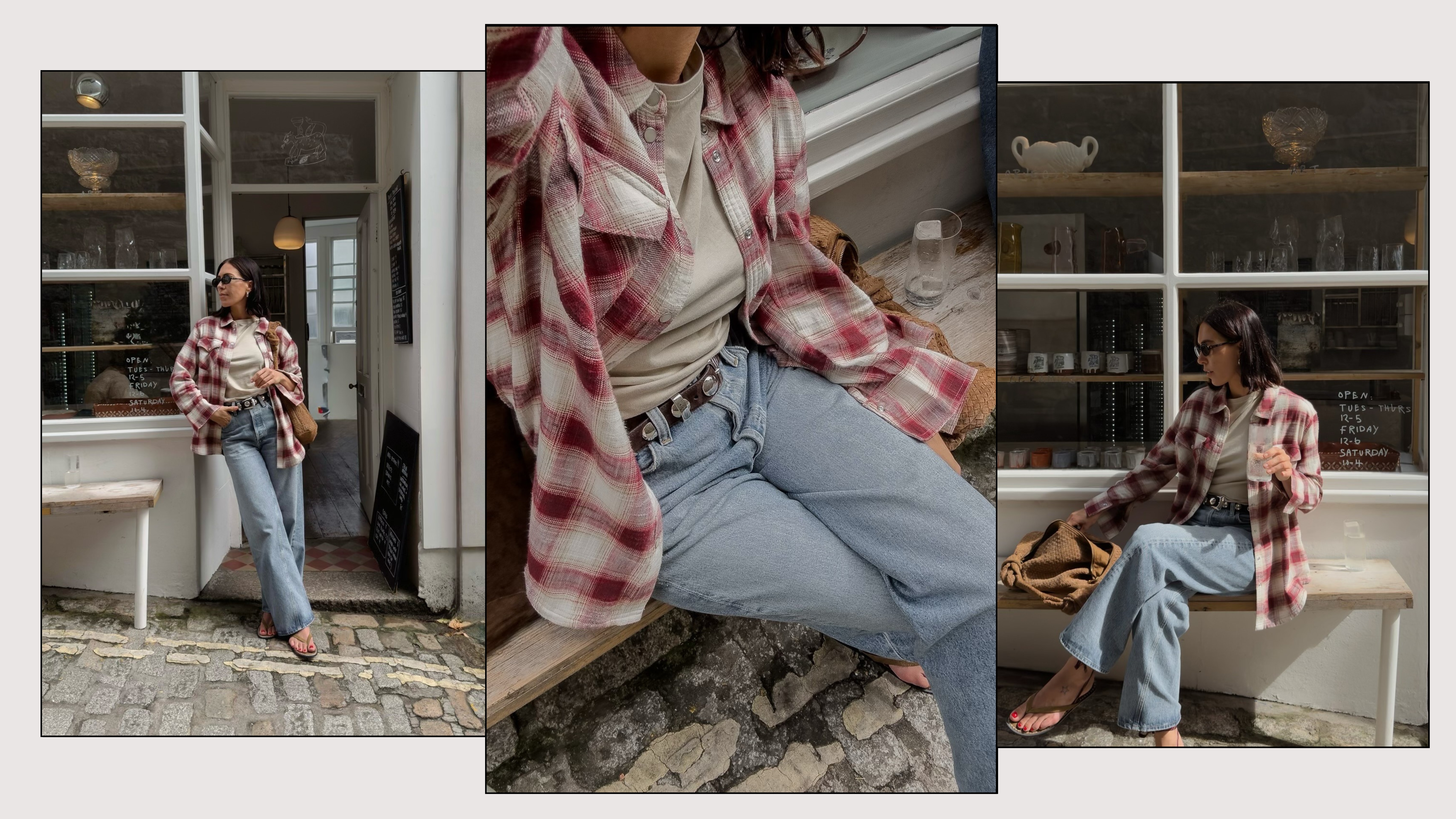 Jessica Skye wears checked shirt from Marks and Spencer with blue jeans