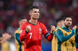 Cristiano Ronaldo of Portugal gestures after the UEFA EURO 2024 group stage match between Portugal and Czechia at Football Stadium Leipzig on June 18, 2024 in Leipzig, Germany