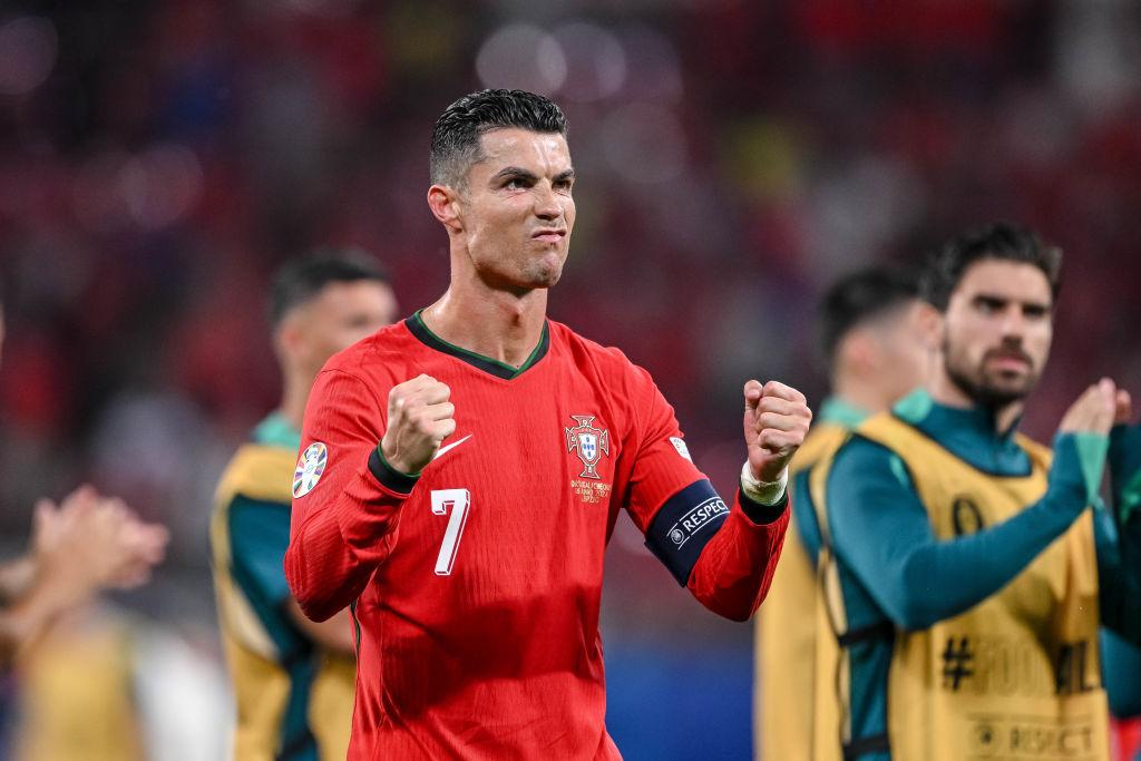 Cristiano Ronaldo of Portugal gestures after the UEFA EURO 2024 group stage match between Portugal and Czechia at Football Stadium Leipzig on June 18, 2024 in Leipzig, Germany