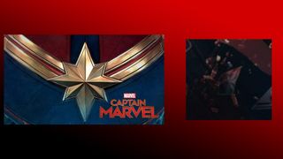 A comparison of the new Captain Marvel logo and the logo seen on the poster