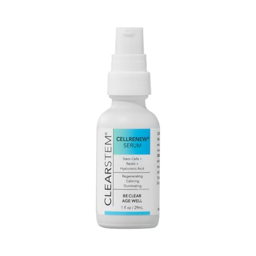 Clearstem - Cellrenew - Collagen Stem Cell Serum - Acne + Youthful Skin Face Serum - Hyaluronic Acid, Reishi, Aloe Vera - Facial Skin Care Products - Gluten Free, Cruelty Free - 1 Fl Oz / 29ml