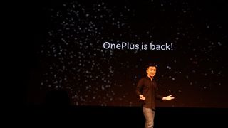 Carl Pei, OnePlus co-founder, on stage to talk about the company at the 2017 launch event.