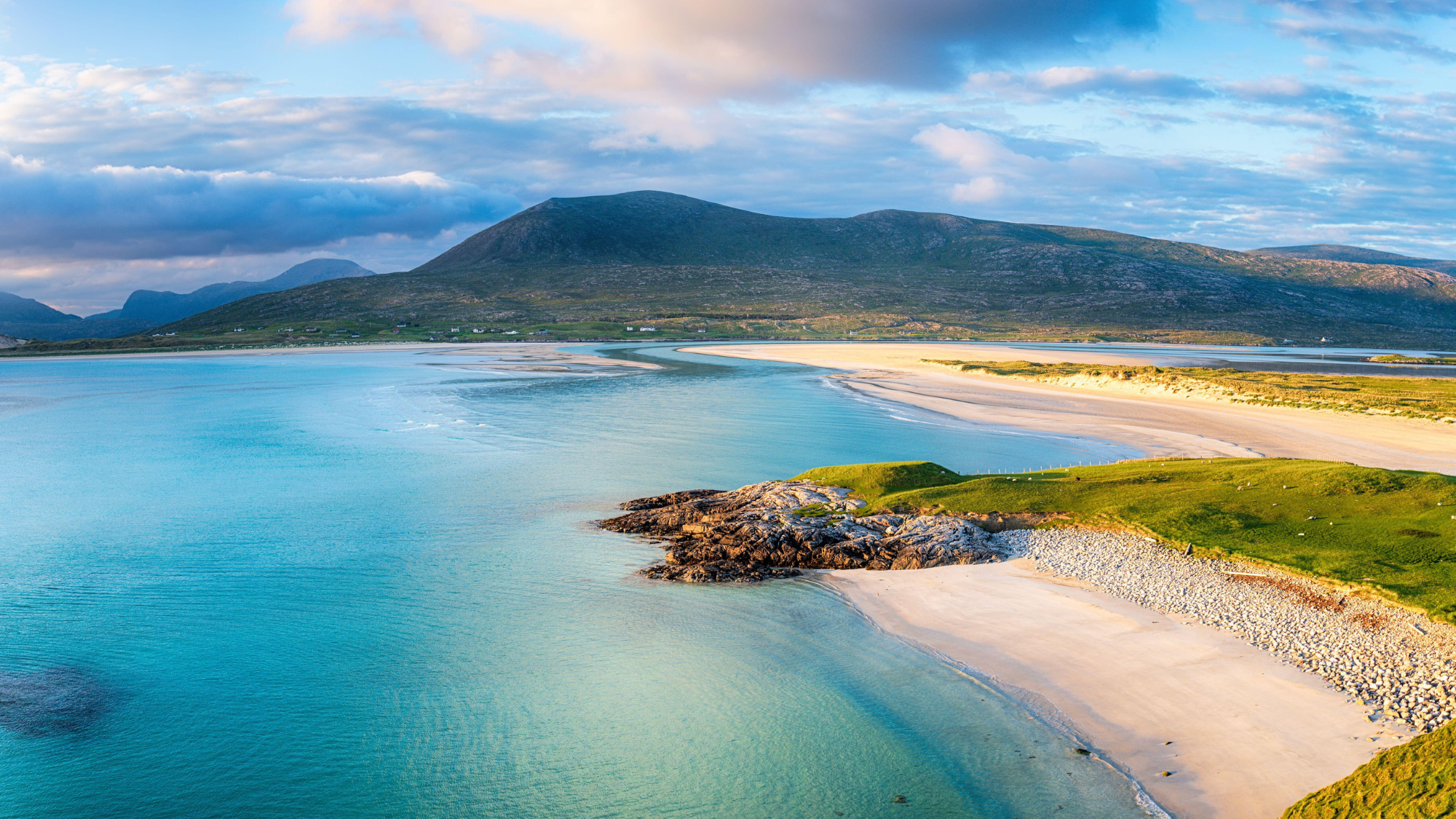Luskentyre beach from Seilebost on the Isle of Harris in the Western Isles of Scotland 