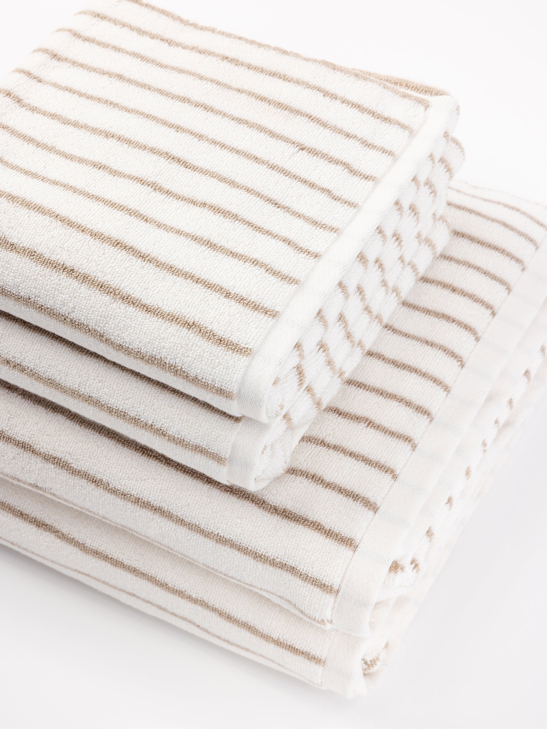 Luxe Striped Hand Towels - Sand Stripe