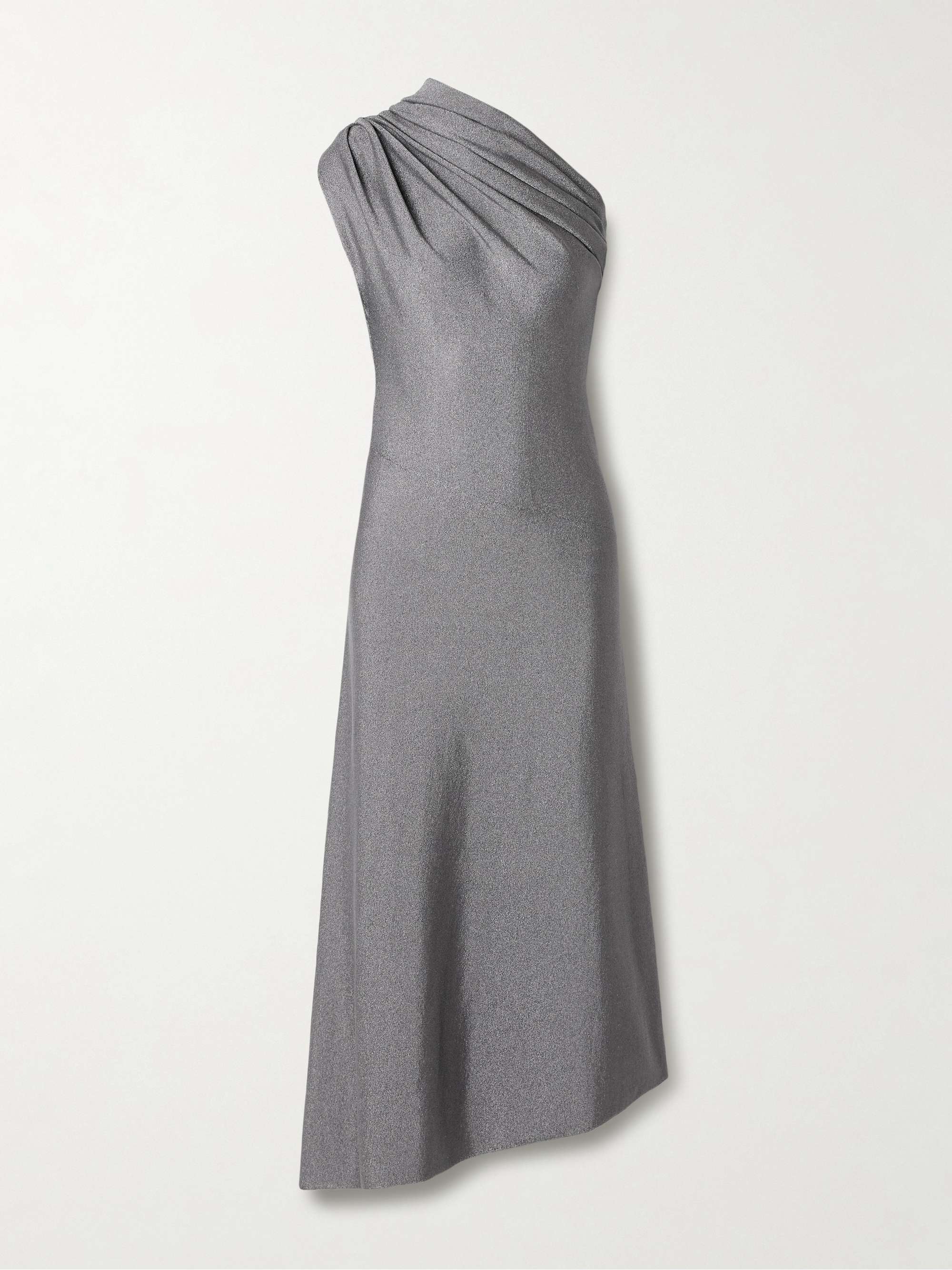 Coast Asymmetric One-Shoulder Draped Lurex Dress