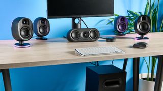 The SteelSeries Arena 9 complete kit set up at a gaming desk