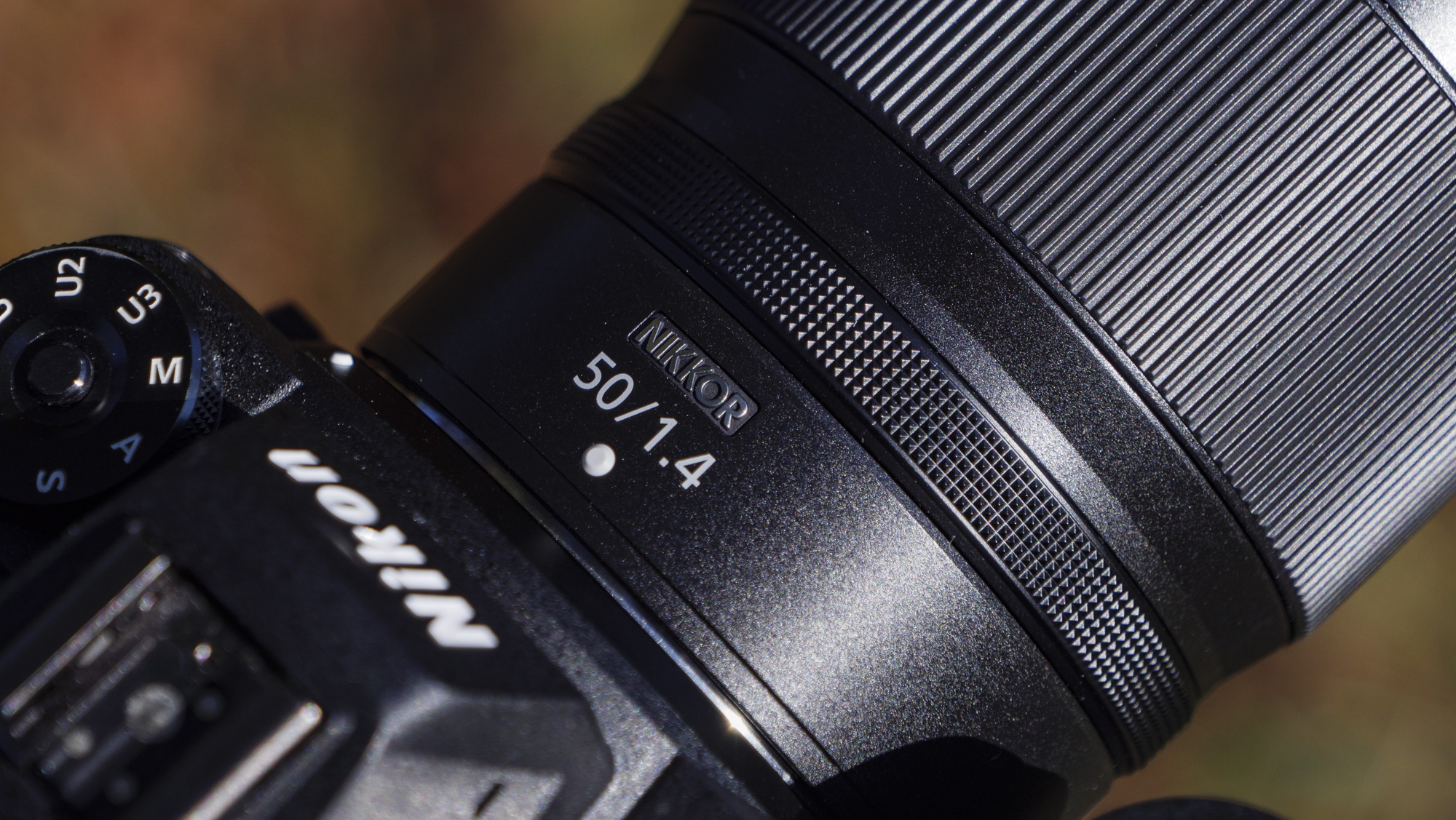 Closeup of the Nikon Z 50mm f/1.4 lens' control ring