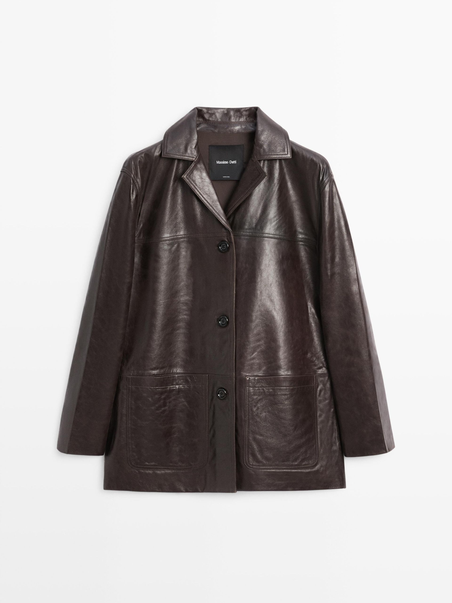 Massimo Dutti, Nappa Leather Blazer With Buttons