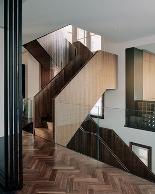 geometric wooden staircase in oxford home