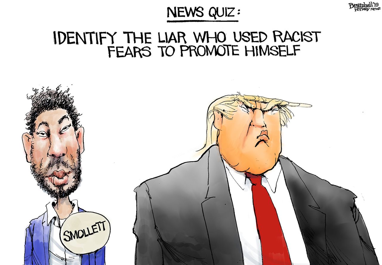 Political&amp;amp;nbsp;Cartoon&amp;amp;nbsp;U.S. Jussie Smollett Oscars Trump MAGA Hate Crime Hoax