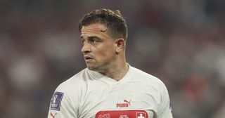 Xherdan Shaqiri of Switzerland during the FIFA World Cup Qatar 2022 Group G match between Serbia and Switzerland at Stadium 974 on December 2, 2022 in Doha, Qatar.