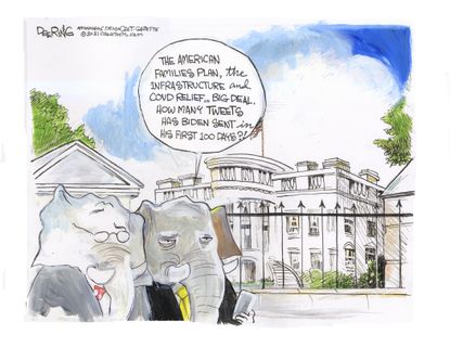 Political Cartoon U.S. biden gop trump tweets