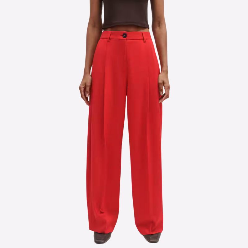 Image of red wide leg trousers