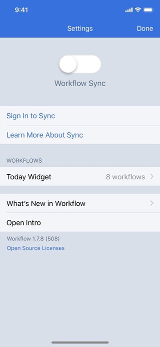 The Workflow Settings page includes the option to Sign In To Sync