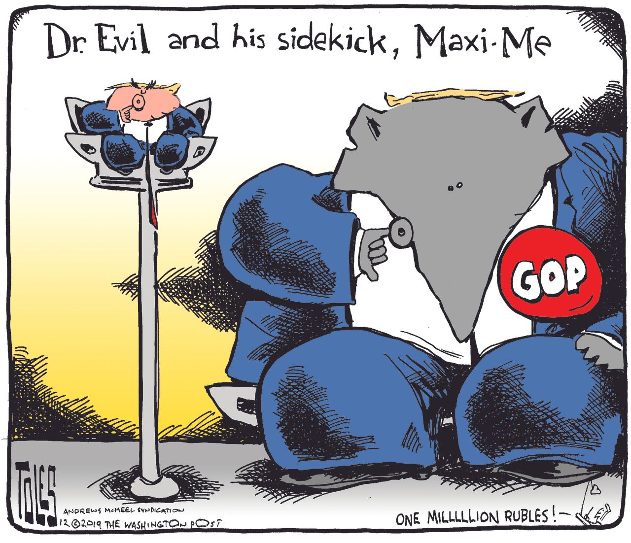 Political Cartoon U.S. Trump Dr. Evil Sidekick GOP