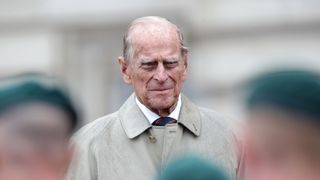 london, england august 2 prince philip, duke of edinburgh in his role as captain general, royal marines, makes his final individual public engagement as he attends a parade to mark the finale of the 1664 global challenge, on the buckingham palace forecourt on august 2, 2017 in london, england photo by yui mok wpa poolgetty images