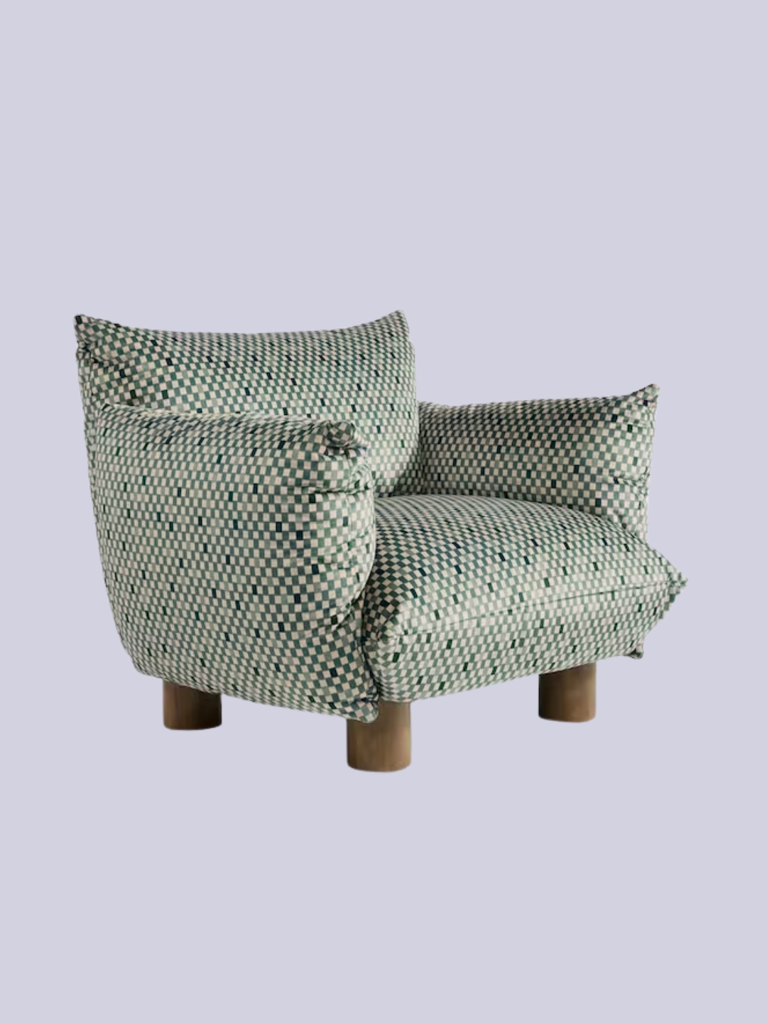Made, Jude Accent Chair in Green Checked Velvet